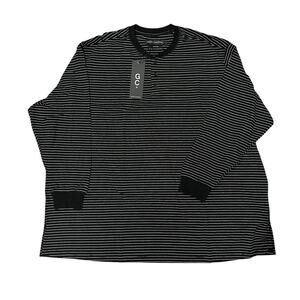 Good Counsel Men’s 4XL XXXXL Wanzer Long Sleeve Henley BKWH Black White Stripe